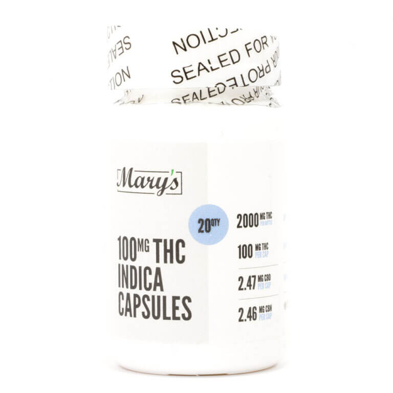 Buy 100mg THC Indica Capsules (Mary’s Edibles) Online